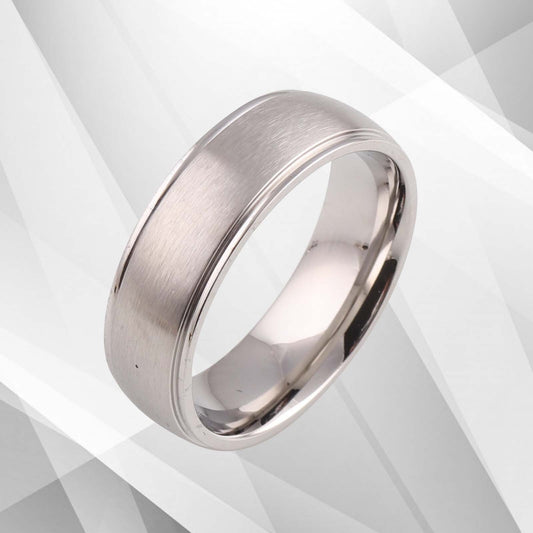 7mm Men's Wedding Engagement Anniversary Titanium Band Ring 18Ct White Gold Over, Ring Size V