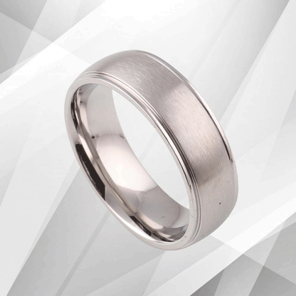 7mm Men's Wedding Engagement Anniversary Titanium Band Ring 18Ct White Gold Over, Ring Size V
