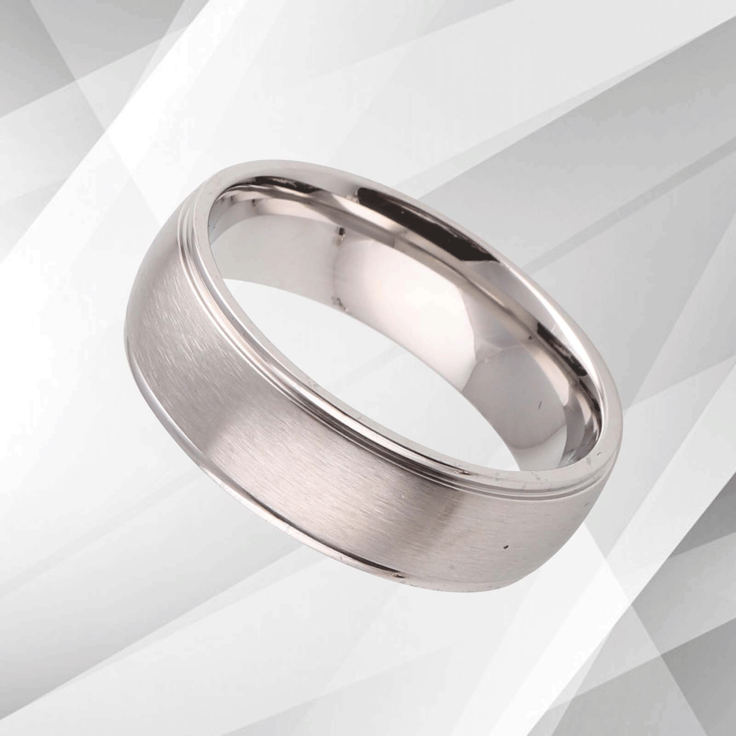 7mm Men's Wedding Engagement Anniversary Titanium Band Ring 18Ct White Gold Over, Ring Size Y