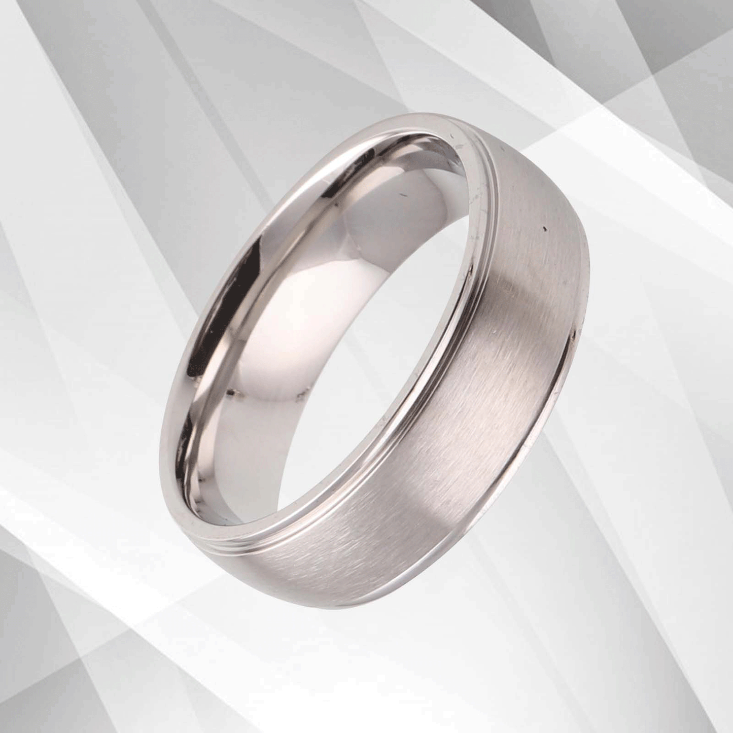 7mm Men's Wedding Engagement Anniversary Titanium Band Ring 18Ct White Gold Over, Ring Size Y