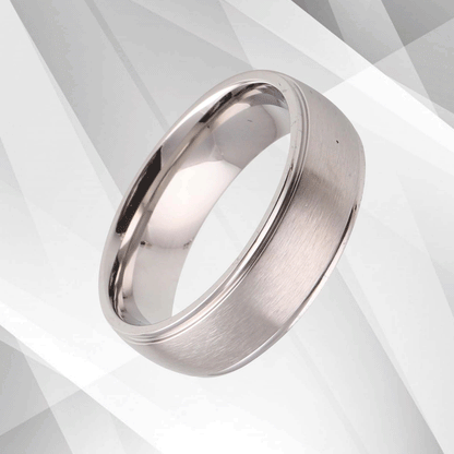 7mm Men's Wedding Engagement Anniversary Titanium Band Ring 18Ct White Gold Over, Ring Size Y
