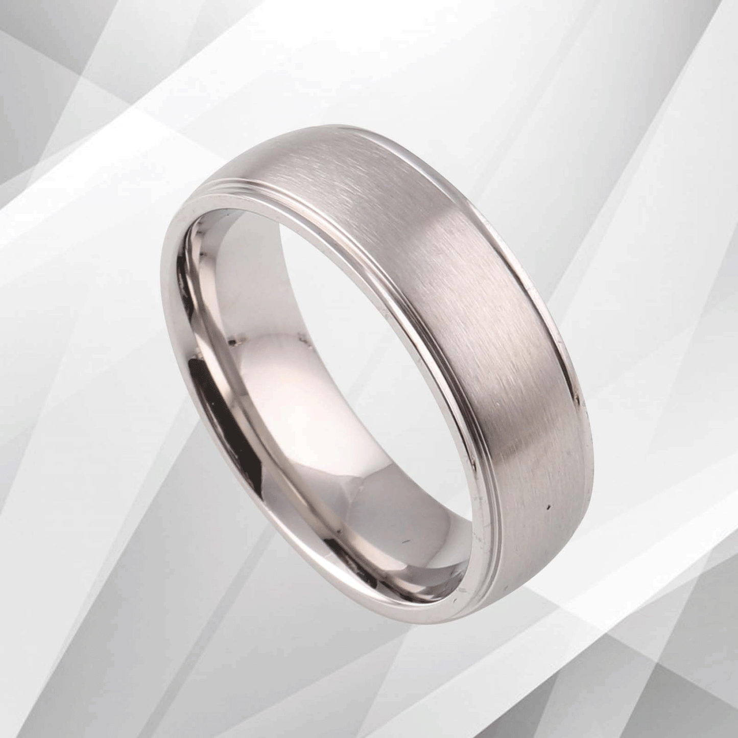 7mm Men's Wedding Engagement Anniversary Titanium Band Ring 18Ct White Gold Over, Ring Size Y