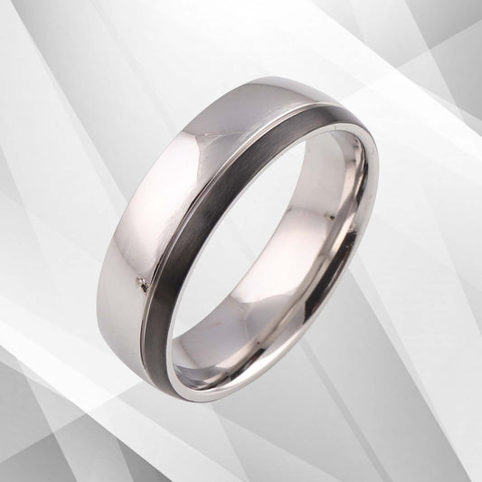 Mens Titanium Wedding Anniversary Band Ring D Shaped 18Ct White Gold Plating 7mm, Ring Size X