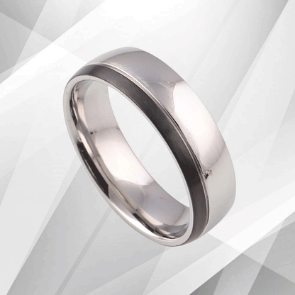 Mens Titanium Wedding Anniversary Band Ring D Shaped 18Ct White Gold Plating 7mm, Ring Size X