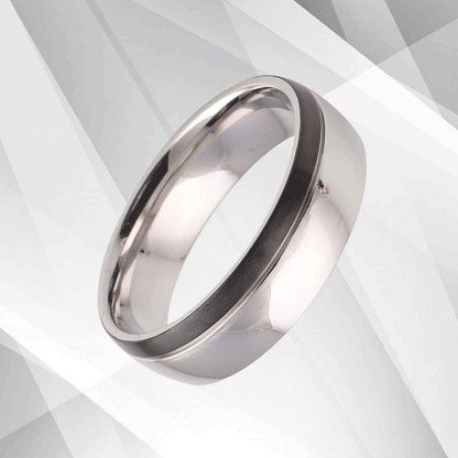 Mens Titanium Wedding Anniversary Band Ring D Shaped 18Ct White Gold Plating 7mm, Ring Size X