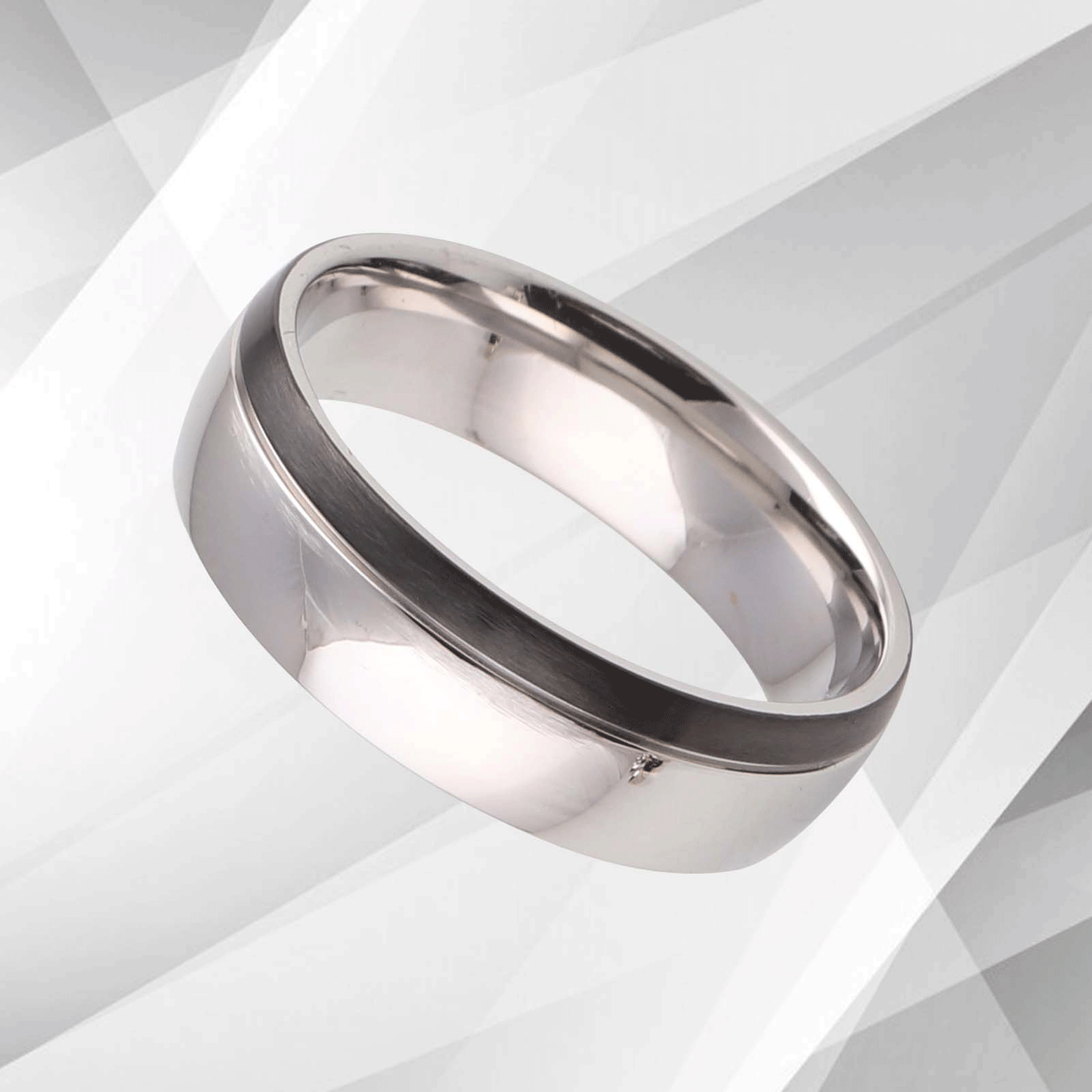 Mens Titanium Wedding Anniversary Band Ring D Shaped 18Ct White Gold Plating 7mm, Ring Size X