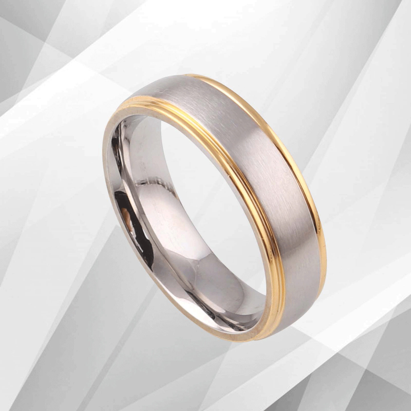 Mens Titanium Engagement Wedding Anniversary Band Ring 18Ct White Gold Over 6mm, Ring Size Z