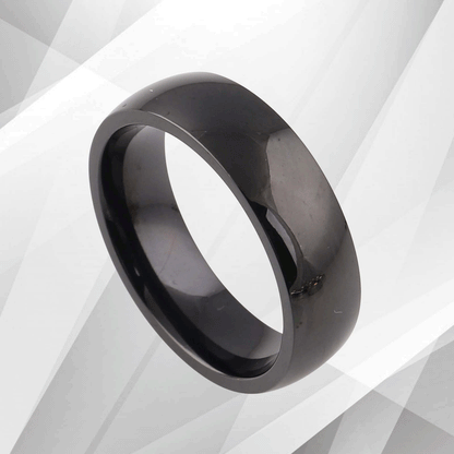 6mm Men's Sparkling Anniversary Black Titanium Wedding Band Ring Comfort Fit UK, Ring Size N