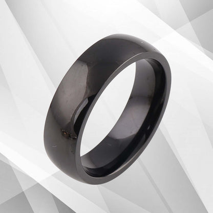 6mm Men's Sparkling Anniversary Black Titanium Wedding Band Ring Comfort Fit UK, Ring Size N
