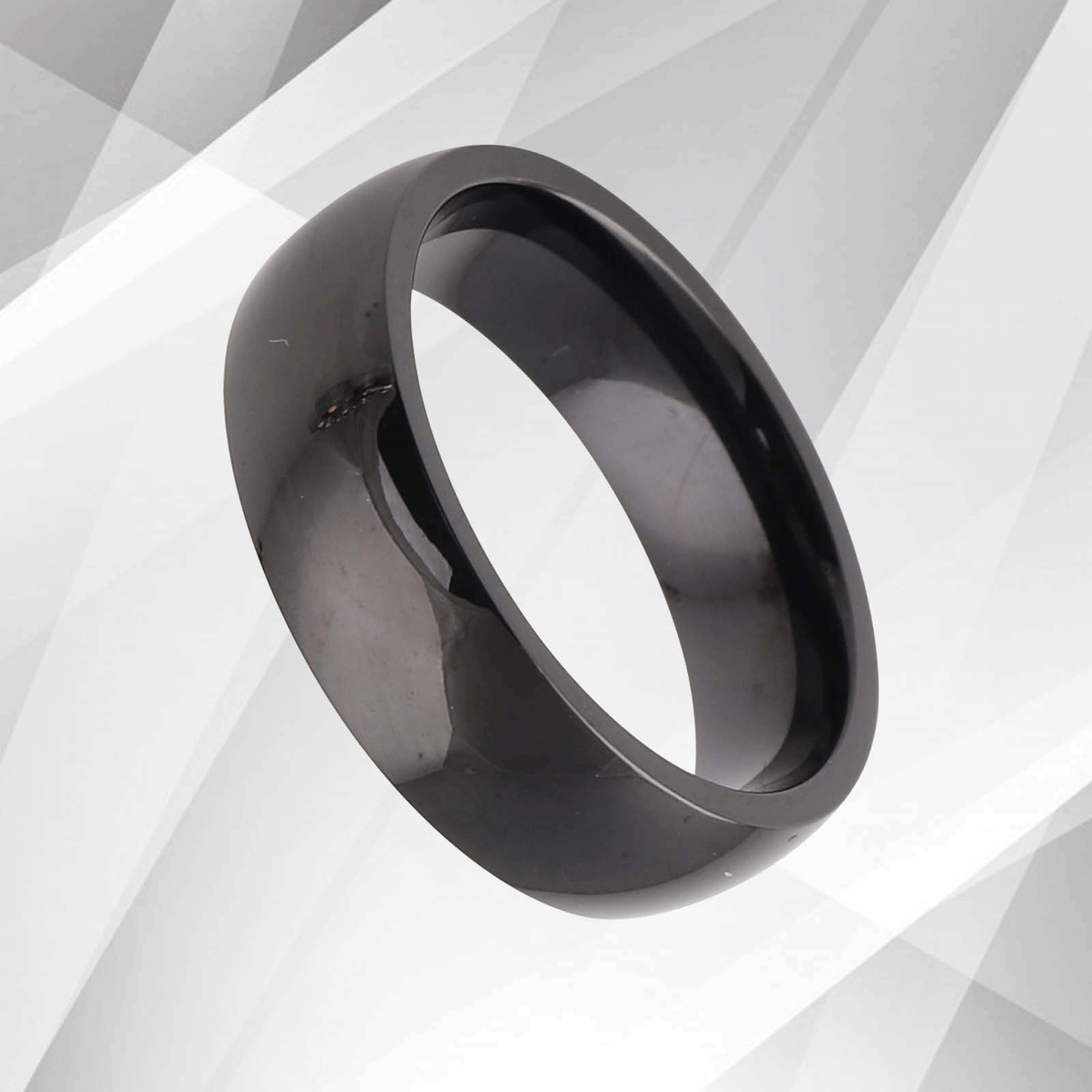 6mm Men's Sparkling Anniversary Black Titanium Wedding Band Ring Comfort Fit UK, Ring Size N
