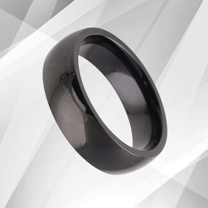 6mm Men's Sparkling Anniversary Black Titanium Wedding Band Ring Comfort Fit UK, Ring Size N