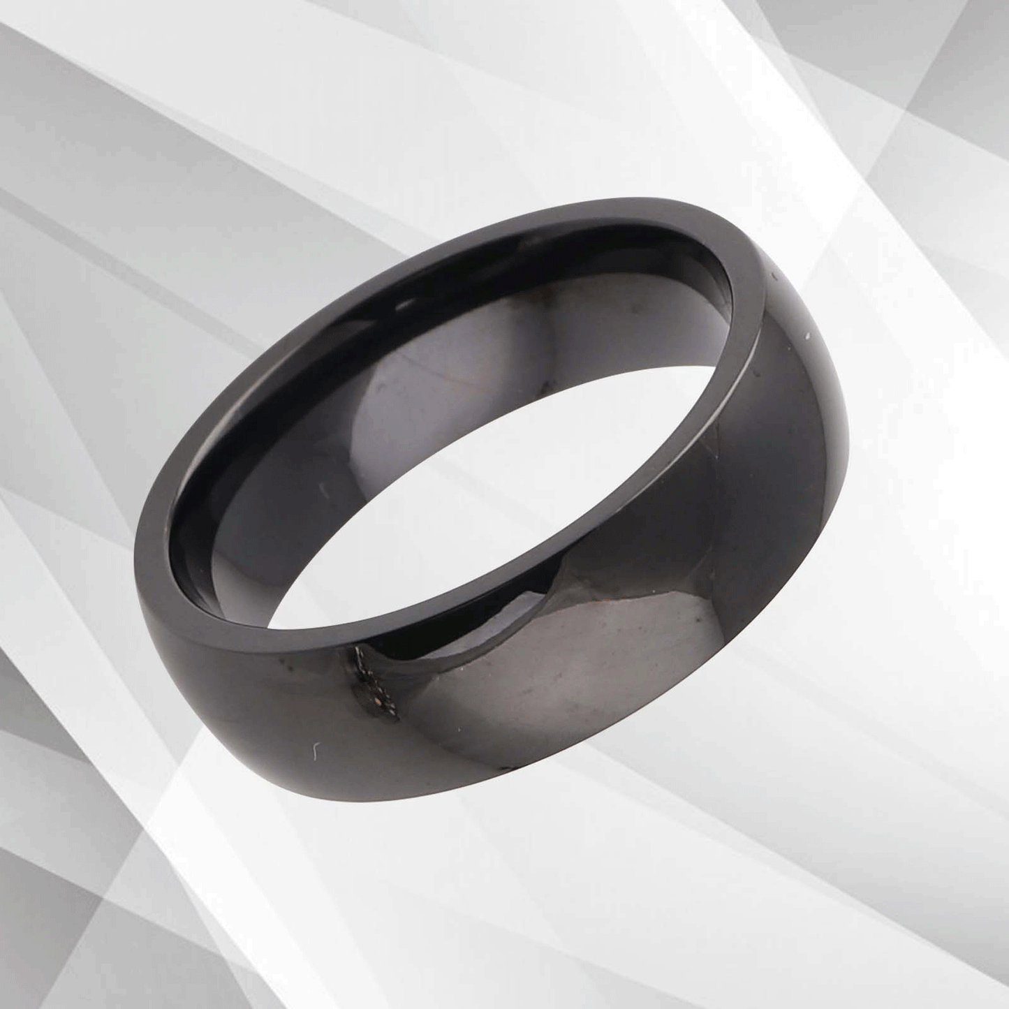 6mm Men's Sparkling Anniversary Black Titanium Wedding Band Ring Comfort Fit UK, Ring Size N