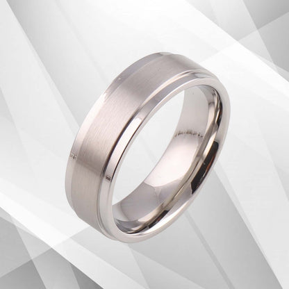 18Ct White Gold Over Men's Flat Shape Engagement Wedding Titanium Band Ring 7mm, Ring Size U