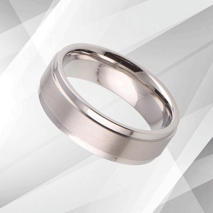 18Ct White Gold Over Men's Flat Shape Engagement Wedding Titanium Band Ring 7mm, Ring Size U