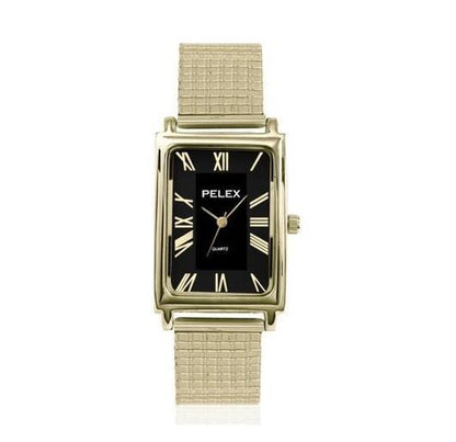 PELEX Gents Roman Numerals Expandable Bracelet Quartz Watch PLX-021-GOLD-BLACK