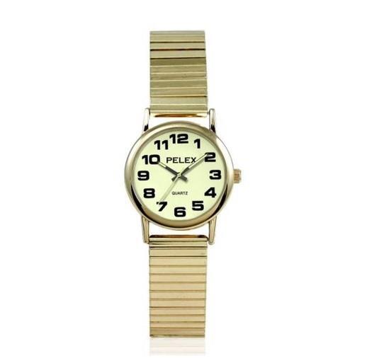 PELEX Ladies Glow In The Dark Dial Expandable Bracelet Quartz Watch PLX-022-GOLD-LUM