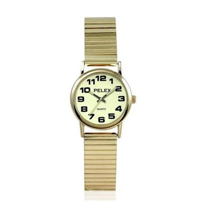 PELEX Ladies Glow In The Dark Dial Expandable Bracelet Quartz Watch PLX-022-GOLD-LUM