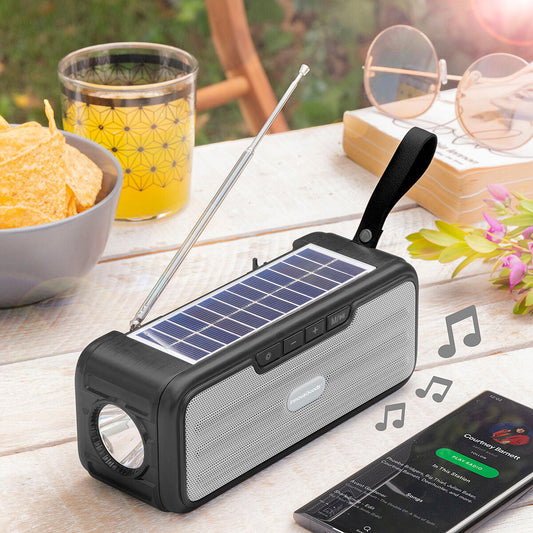 Wireless Speaker with Solar Charging and LED Torch Sunker InnovaGoods Black (Refurbished A)