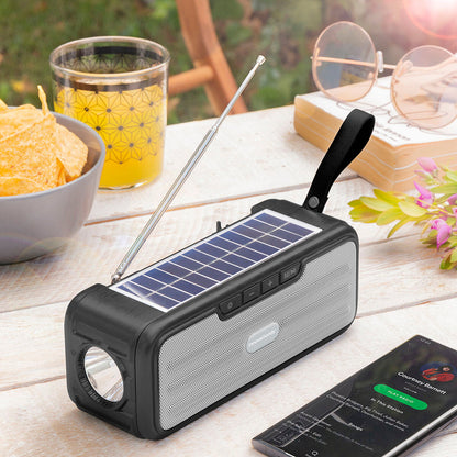 Wireless Speaker with Solar Charging and LED Torch Sunker InnovaGoods Black (Refurbished A)