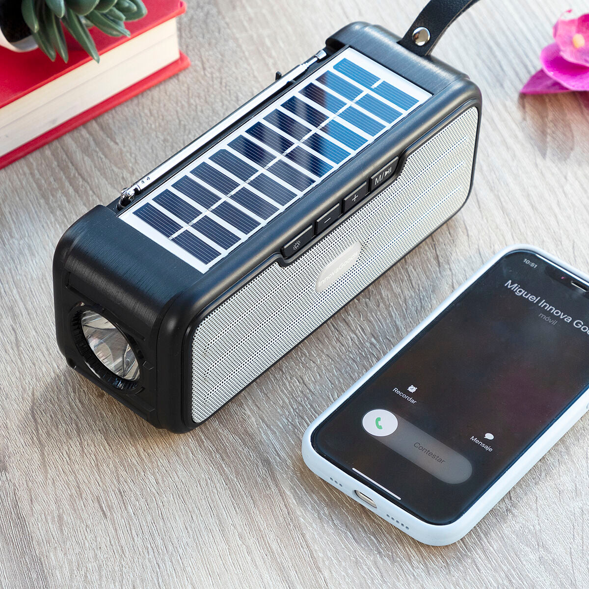 Wireless Speaker with Solar Charging and LED Torch Sunker InnovaGoods Black (Refurbished A)
