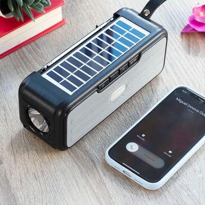 Wireless Speaker with Solar Charging and LED Torch Sunker InnovaGoods Black (Refurbished A)