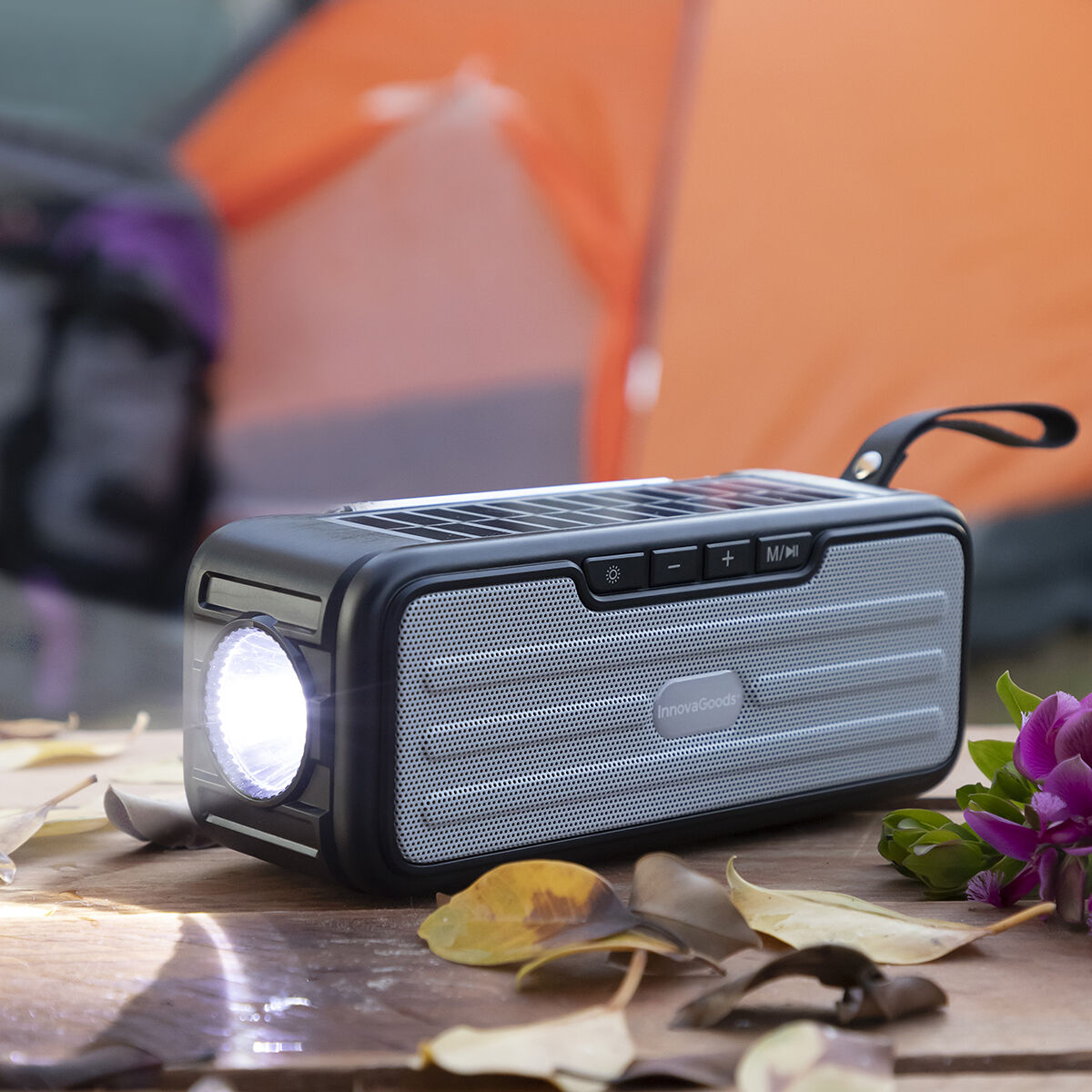 Wireless Speaker with Solar Charging and LED Torch Sunker InnovaGoods Black (Refurbished A)