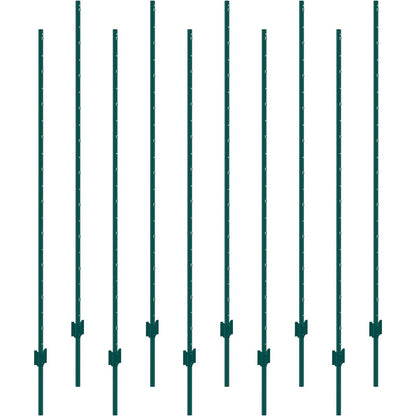 VEVOR 6 Feet Fence Post 10 Pack T-Post Heavy Duty Metal Fence Posts Green