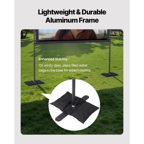 Projector Screen with 2 Stands 80 Inch 160? Wide Angle 4K HD 16:9 Movie Screen
