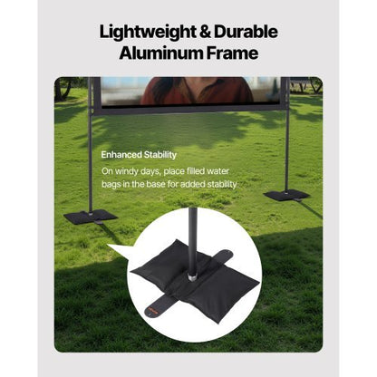 Projector Screen with 2 Stands 80 Inch 160? Wide Angle 4K HD 16:9 Movie Screen