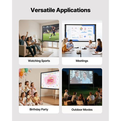 Projector Screen with 2 Stands 80 Inch 160? Wide Angle 4K HD 16:9 Movie Screen