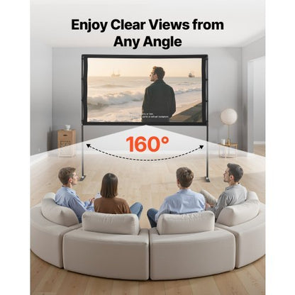 Projector Screen with 2 Stands 80 Inch 160? Wide Angle 4K HD 16:9 Movie Screen