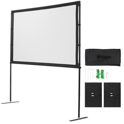 Projector Screen with 2 Stands 80 Inch 160? Wide Angle 4K HD 16:9 Movie Screen