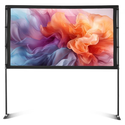 Projector Screen with 2 Stands 80 Inch 160? Wide Angle 4K HD 16:9 Movie Screen