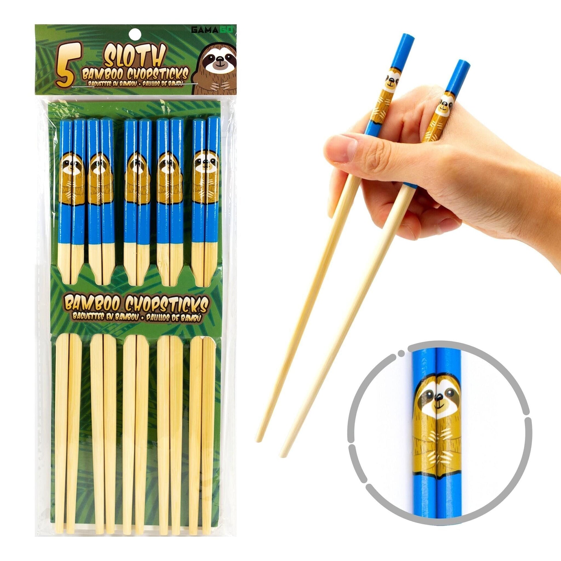Sloth Bamboo Chopstick Set of 5
