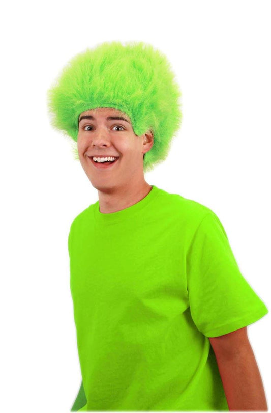 Lime Green Fuzzy Costume Wig Adult One Size