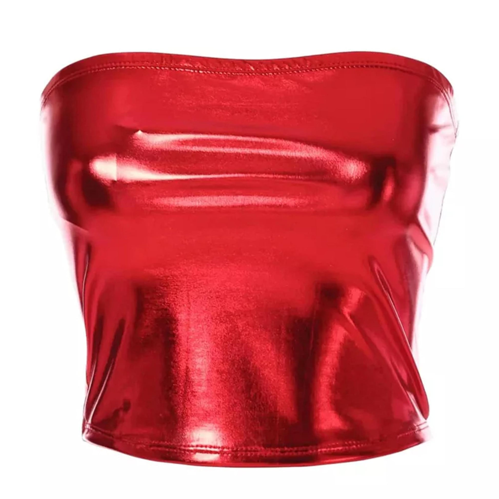 Liquid Red Metal Bandeau Adult Costume Top | Large
