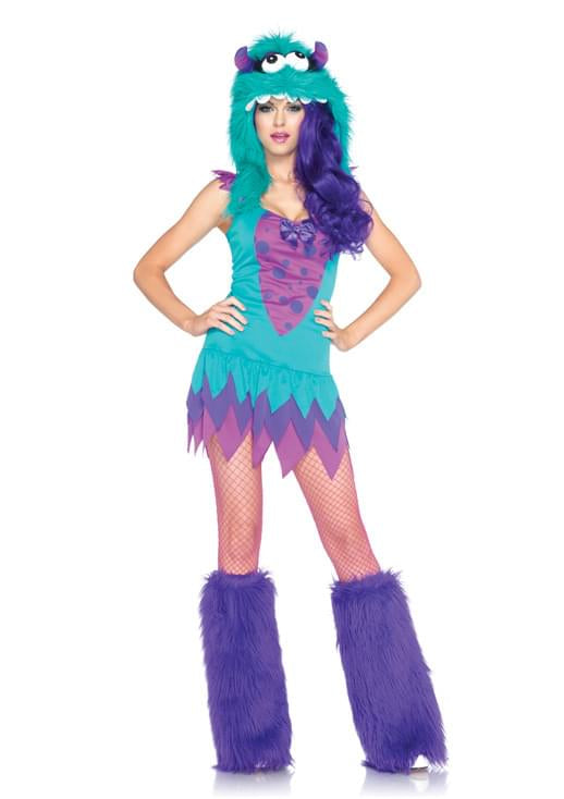Sexy Frankie Monster Dress & Furry Hood Costume Adult X-Small 0-2