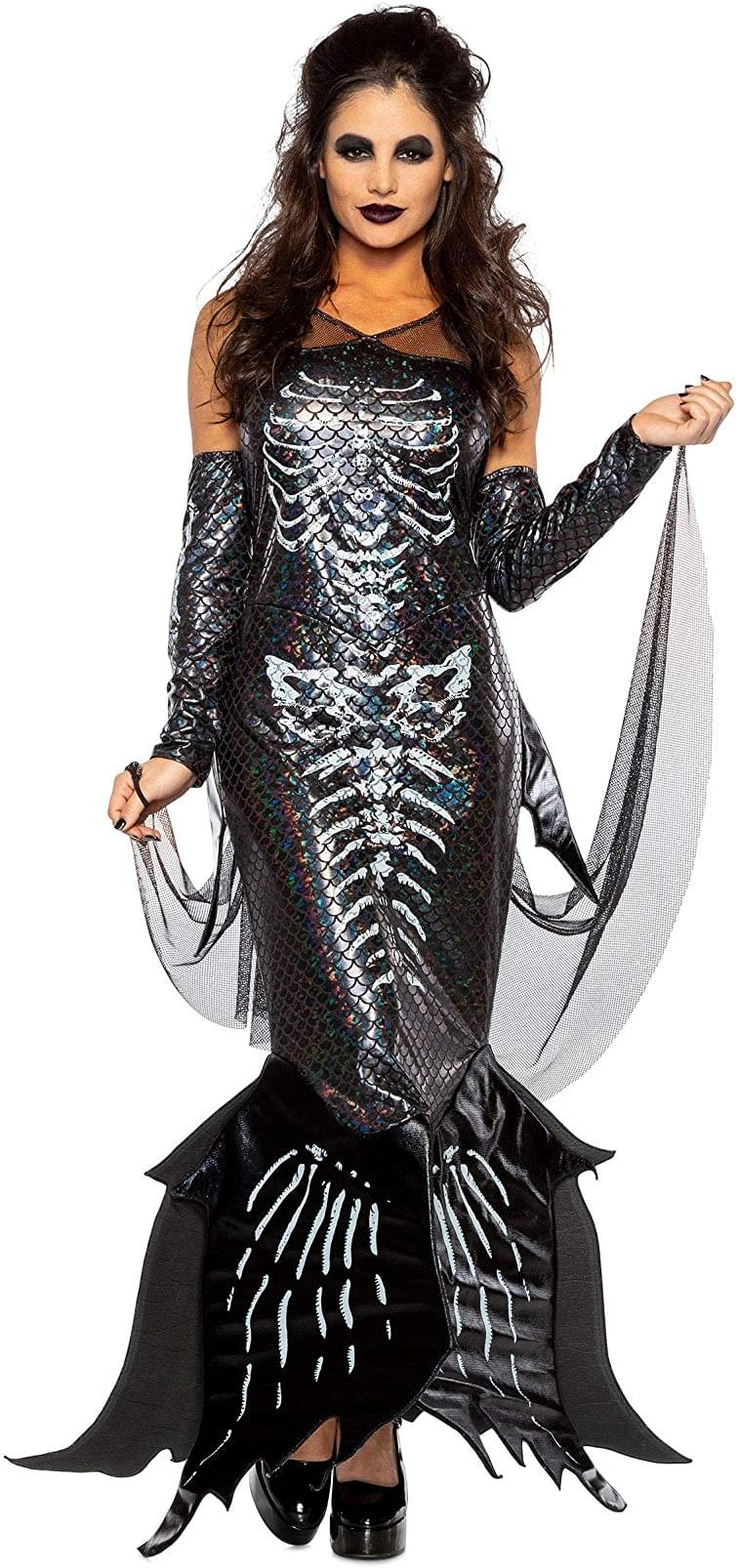 Dark Skeleton Mermaid Adult Costume | Large