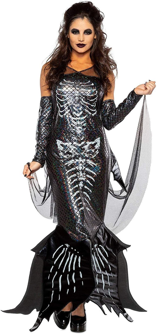 Dark Skeleton Mermaid Adult Costume | Large