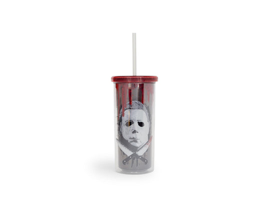 Halloween 2 Michael Myers Carnival Cup With Lid And Straw | Holds 20 Ounces