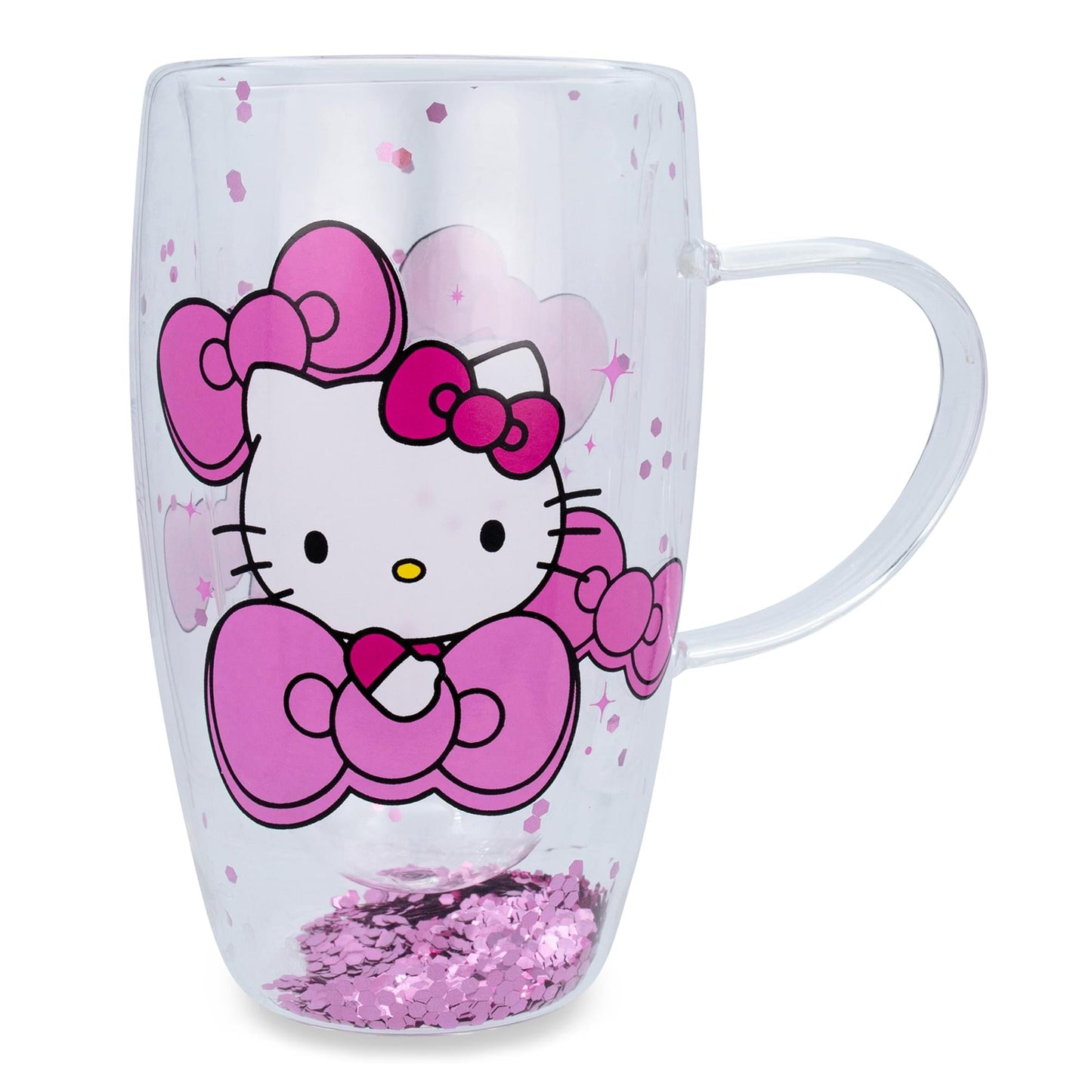 Sanrio Hello Kitty Bows and Stars Confetti Glass Mug | Holds 15 Ounces