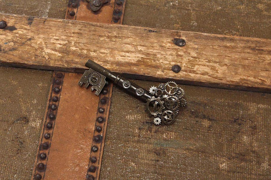 Steampunk Large Gear Key Pin Costume Jewelry Adult One Size