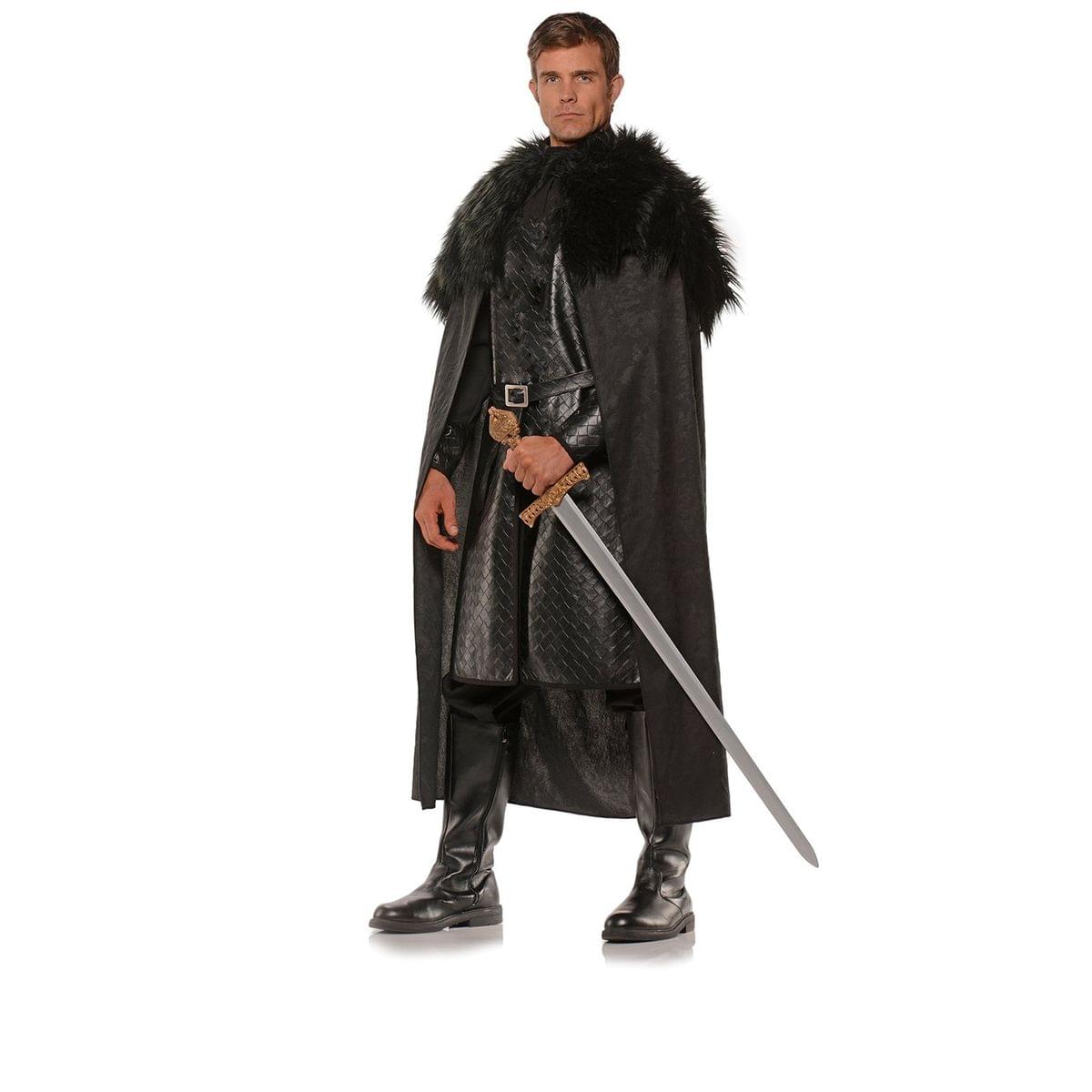 Renaissance Man Faux Leather Costume Cape with Faux Fur Shawl One Size