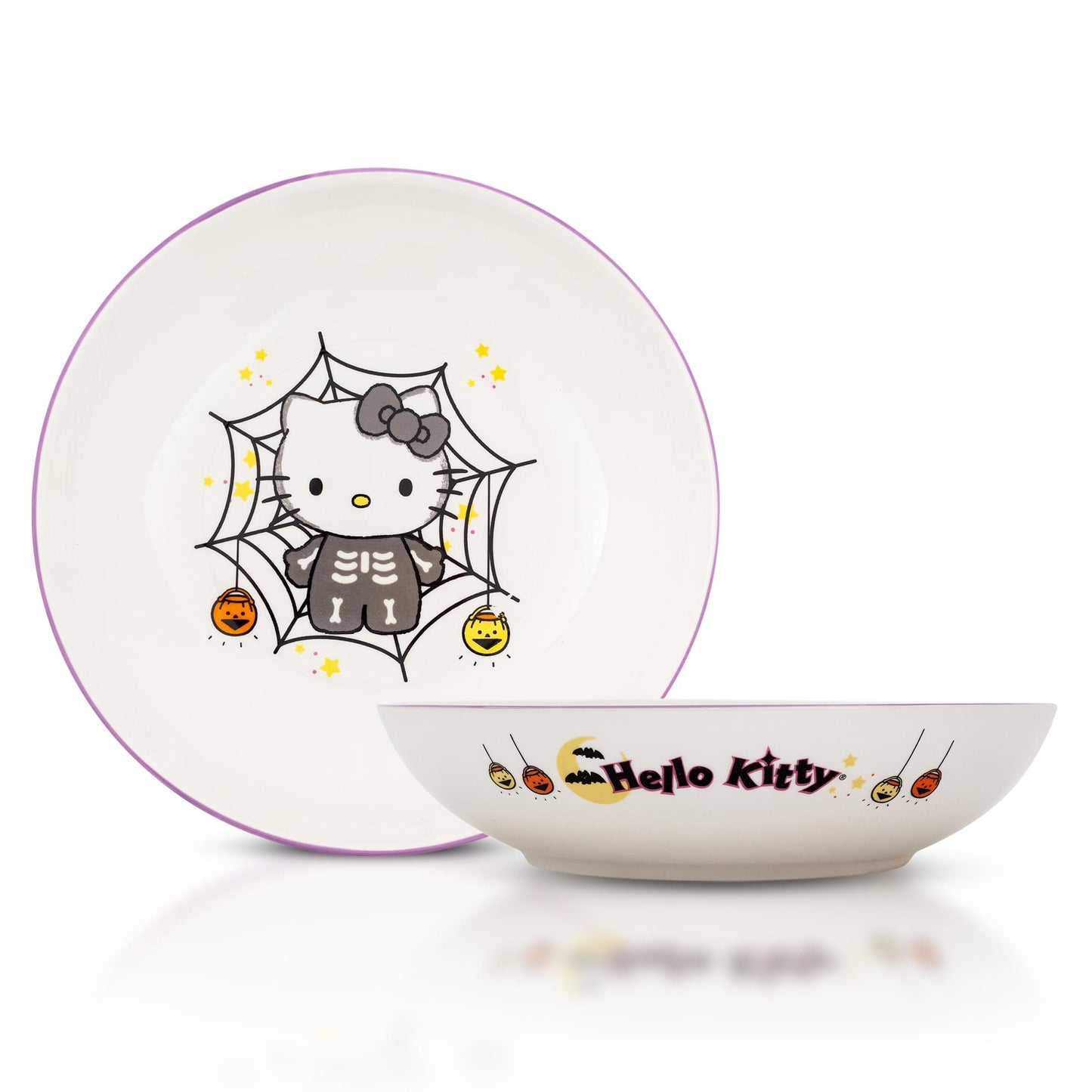 Sanrio Hello Kitty Skeleton Web 9-Inch Ceramic Coupe Dinner Bowl