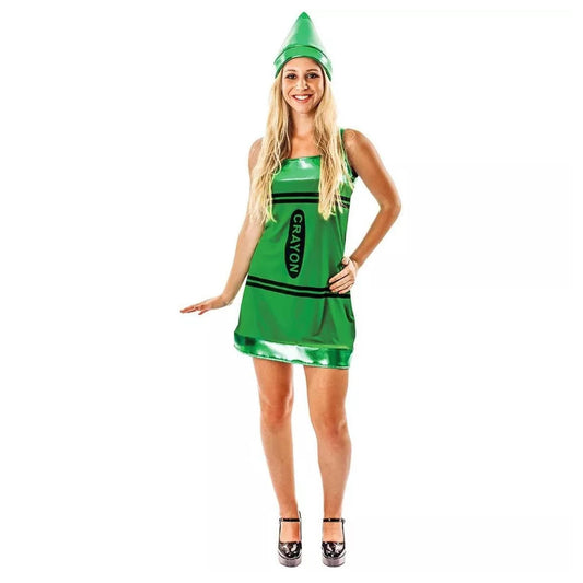 Women's Green Crayon Costume Dress - X-Large