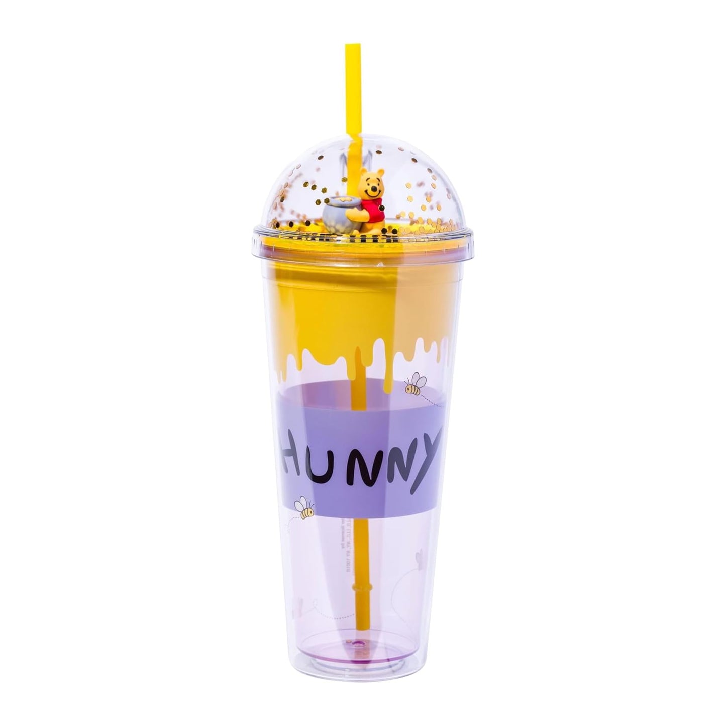 Disney Winnie The Pooh Hunny Pot Confetti Carnival Cup With Lid and Straw
