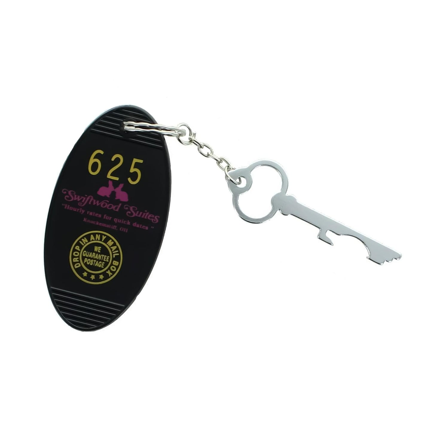Retro Motel KeyFob - Swiftwood Suites Black