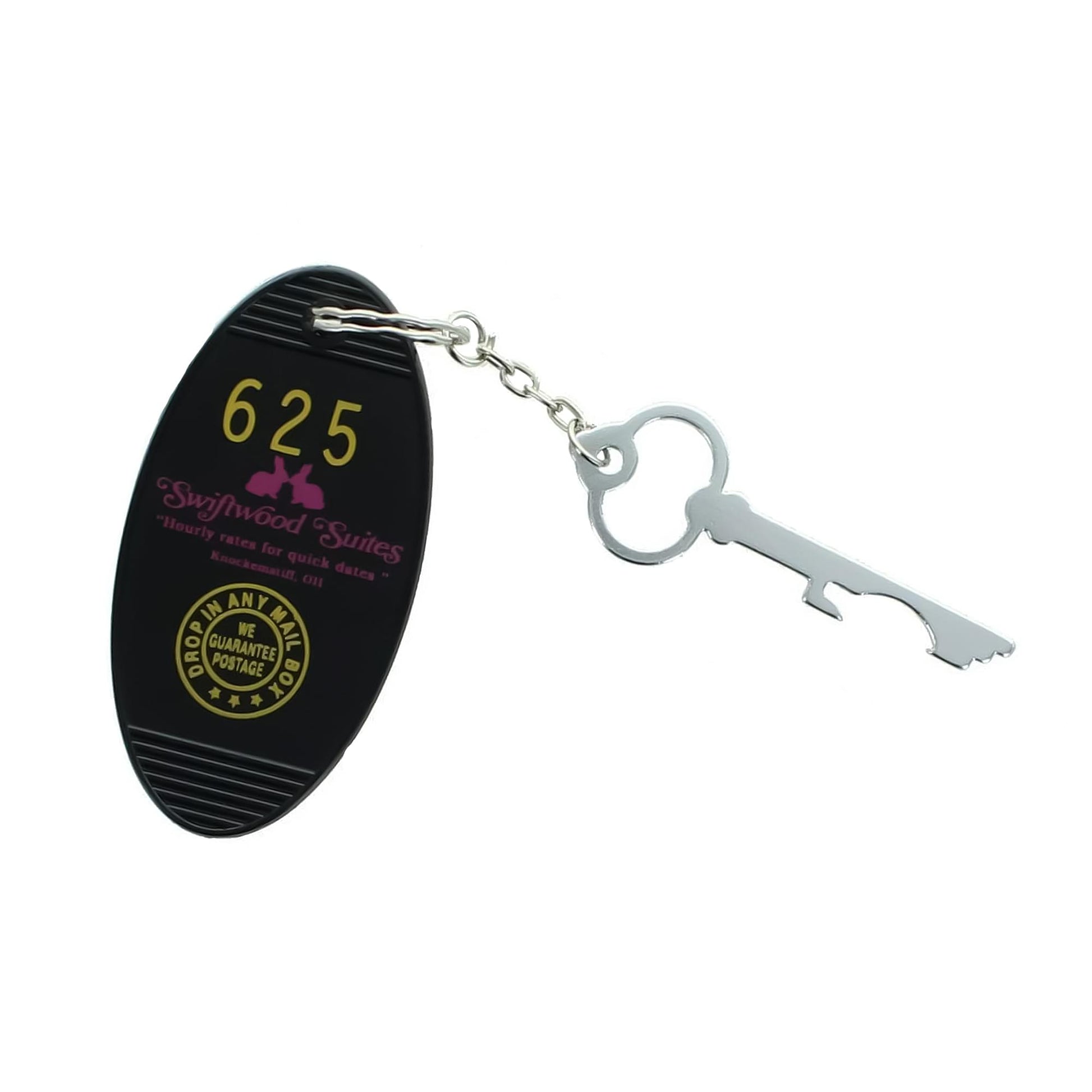 Retro Motel KeyFob - Swiftwood Suites Black