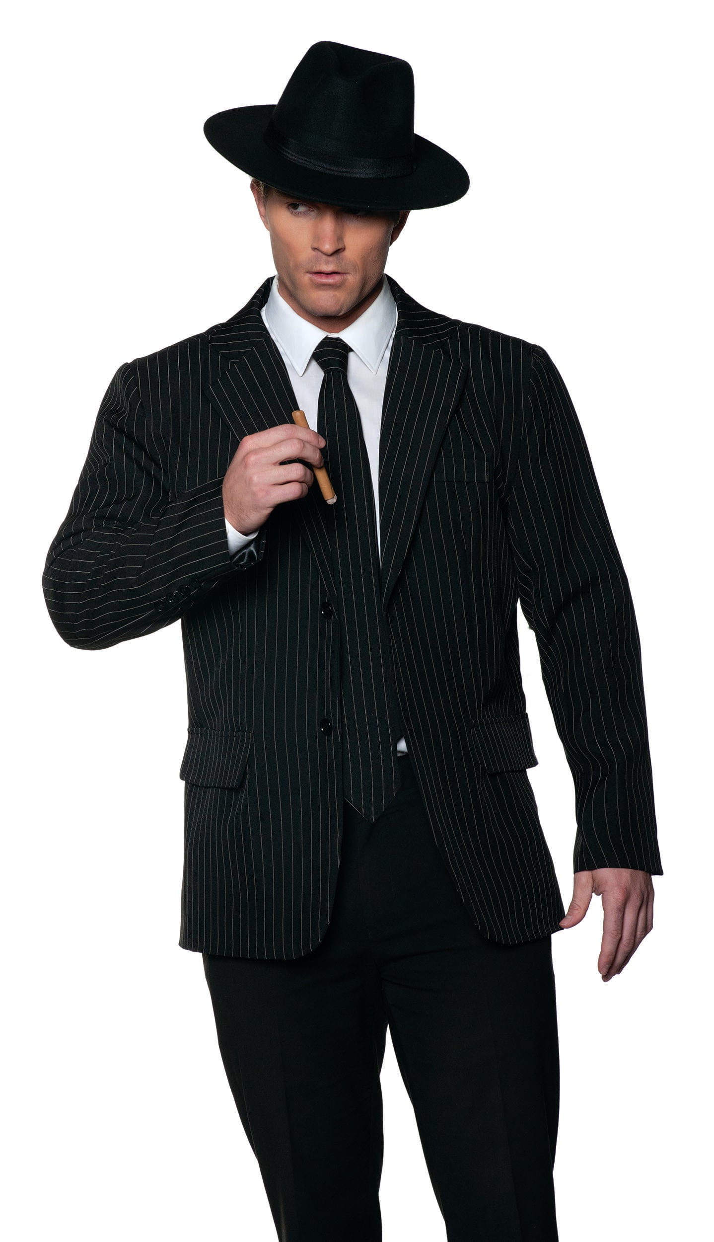 Gangster Pin Striped Jacket & Tie Adult Costume | One Size