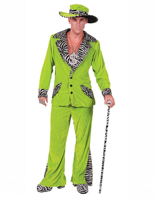 Green Pimp Adult Costume & Hat - Small